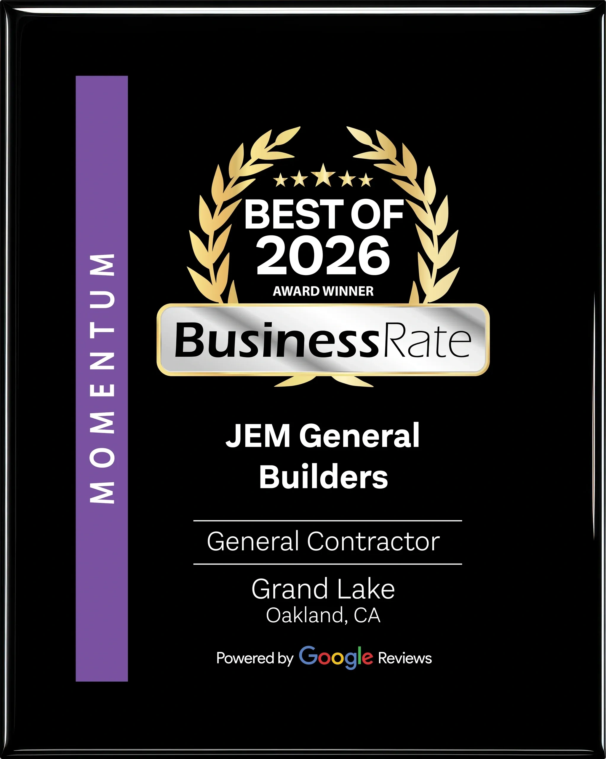 Best of 2026 Award Winner — JEM General Builders, General Contractor, Grand Lake Oakland CA